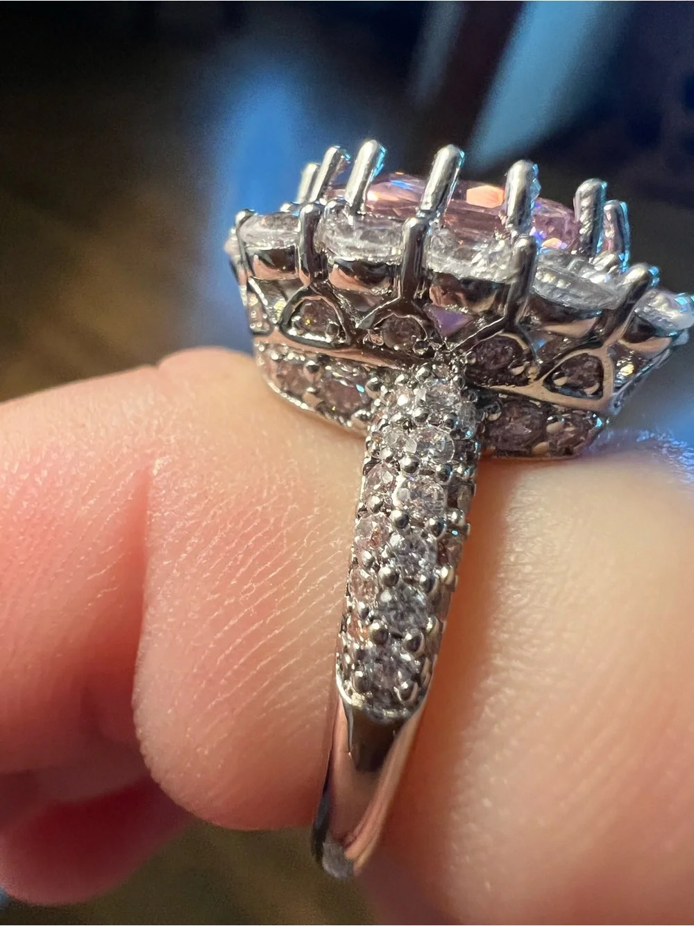 YGI Size 7 pink sapphire double halo ring